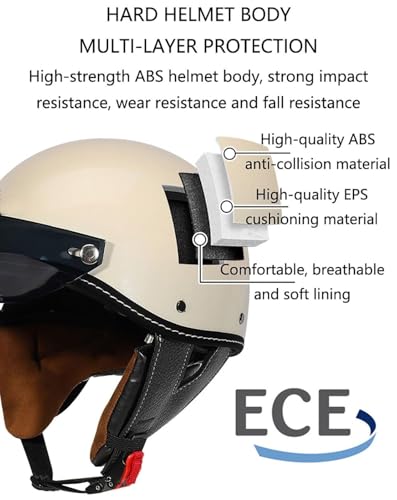 Casque moto jet rétro homologué ECE DOT avec finition style bol 7 - 3