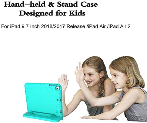 Surom Case for New iPad 9.7 Inch 2018/2017 - ShockProof Case Light Weight Kids Case Cover with Handle Stand Case for iPad 9.7 Inch 2018 & 2017 Release/iPad Air/iPad Air 2 Tablet, Turquoise