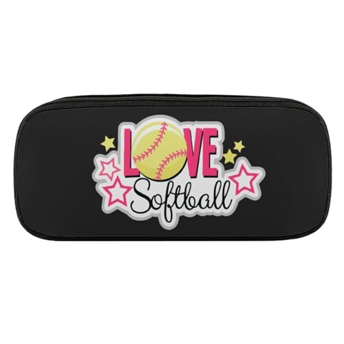 ペンケース 筆箱 大容量 軽量 ラブ ソフトボール Love Softball 筆入れ ふでばこ ペンポーチ 多機能 コンパクト シンプル おしゃれ 中小学生 高校生 女の子 男の子