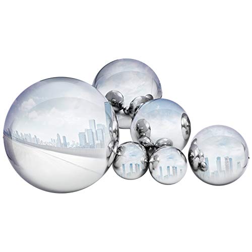 GloBrite 6 Pcs Garden Gazing Ball - 50-150mm Stainless Steel Mirror Polished Reflective Hollow Ball...
