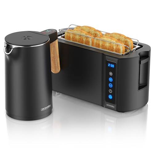 Arendo - Wasserkocher Toaster SET - Edelstahl - Wasserkocher mit...