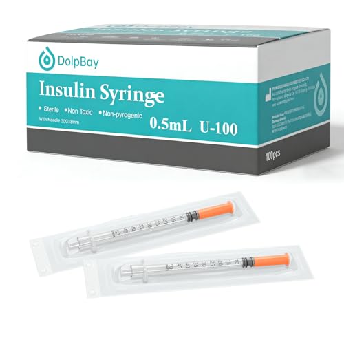 Insulin Syring, 0.5cc 30G 5/16-Inch (8mm) seringe insulina, Individually Packed, Smooth & Comfortable, Pack of 100