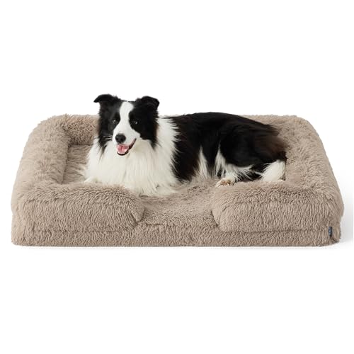 Bedsure Orthopedic Dog Bed with Removable Cover, Large Taupe 35"