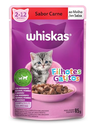 Whiskas Sachê Carne ao Molho - Ração Úmida Para Gatos Filhotes, 85g