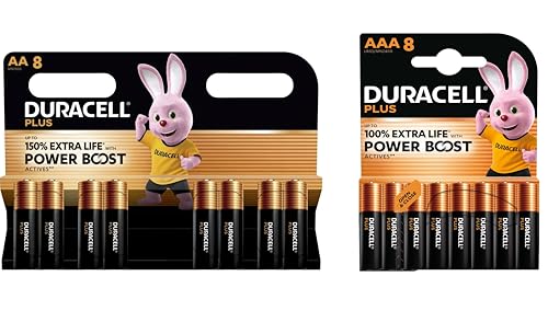 16X Pilas Duracell AA + AAA Plus Power Boost (1 blíster de 8 AA 150% más largas + 1 blíster de 8 AAA 100% más largas) 16 Pilas (LR6/MN1500 + LR03/MN2400)