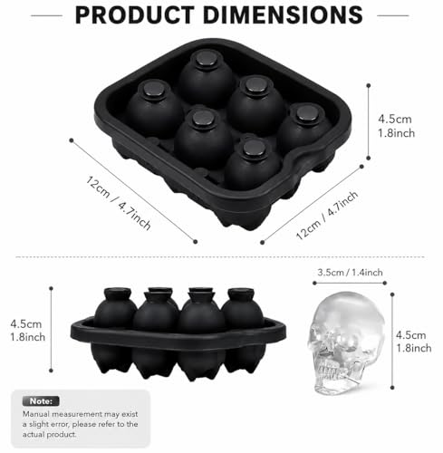 Molde para hielo calavera silicona 6 cavidades miniatura 2