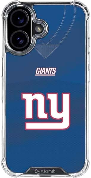 Skinit Clear Phone Case Compatible with iPhone 16 - Officially Licensed NFL New York Giants Distressed Design