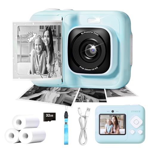 Kids Camera 1080P Instant Print Camera - 32GB + 3 Rolls Pape
