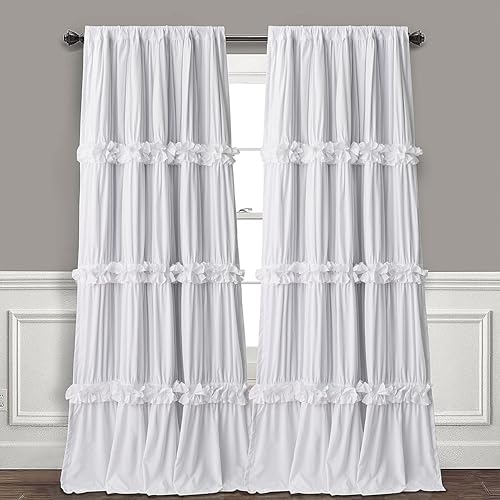 Image of Homechoice Decor White Blackout Window Curtains, 52 inch W x 96 inch L x 2 Panels