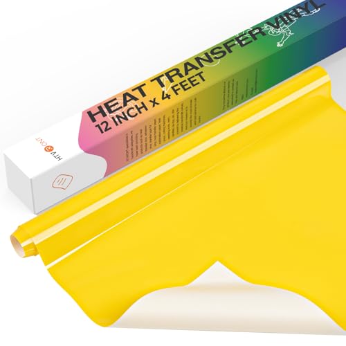 Image of HTVRONT Heat Transfer Vinyl Roll -12 inch x 4FT Yellow HTV Vinyl for T-Shirts, Yellow Iron on Vinyl for All Cutting Machines - Easy to Cut & Weed for HTV Heat Transfer Vinyl Design
