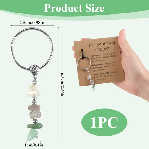 Nextpal Crystal Keychain, Stone Good Luck Charms with Card for New Beginnings and Next Chapter, Teacher New Job Promotion Retirement Spiritual Growth Keychains for Women - Thumbnail 3