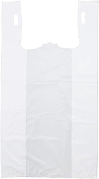 Plastic Bag-Standard White Plain T-Shirt Bag 29cm x 17cm x 21.13cm 15 mic - 100 bags/bundle