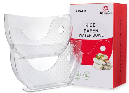 Arilaca Rice Paper Water Bowl Dipper Spring Roll Water Bowl Rice Paper Holder Rice Bowl Rice Roll Shrimp Vietnamese Rice Paper Holder Spring Roll Water Dipper 2 Pack
