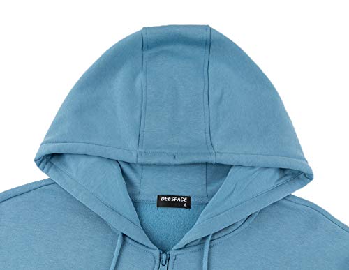 Deespace Men's Hoodie Soft Brushed Fleece Hooded Sweatshirts Full Zip Up Hoodie (S-3Xl)(Stone Blue, 01 S) #TOP2