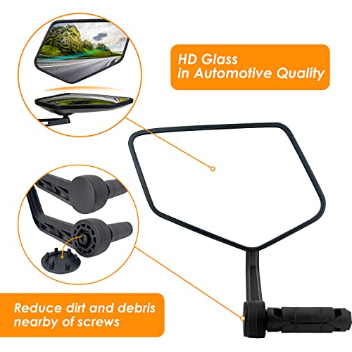 Arkham Bike Mirror For Handlebar Hd Bar End Bicycle Mirror Thickened Automotive-Grade Glass For Handlebar Scratch Resistant Safe Rearview Mirror Multi-Angle Adjustable, E-Bike Universal, Left Side #TOP2