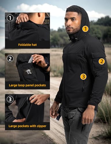 IDOGEAR Men's Slim Fit Windbreaker Tactical Lightweight Jacket Stretch Water Resistant Windcoat For Outdoor Training Hiking3