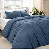 Bare Home Microfiber Duvet Cover Set - Ultra Soft Washed Microfiber - Queen Size - Linen-Like Look - Easy Care - Breathable Fabric - Our Softest Duvet Cover Set (Queen, Bering Sea)