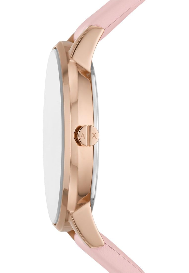 Armani Exchange Montre pour Femmes, Mouvement à Quartz et boîtier de 36 mm avec Bracelet en Acier Inoxydable, en Cuir ou en Silicone, Ensemble Rose pâle et Or Rose, 36MM