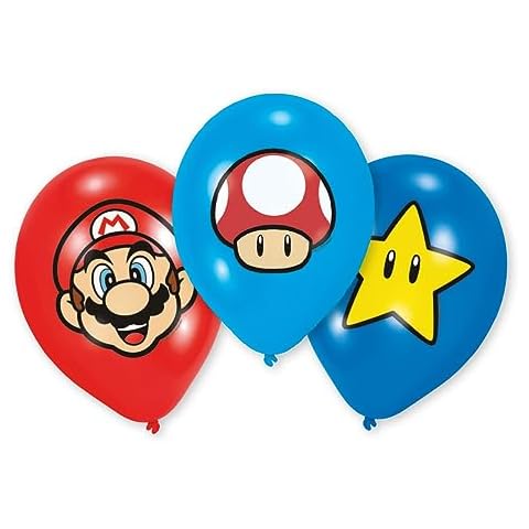 Lot de 6 ballons Super Mario Amscan Cover