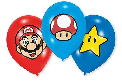 Amscan 9901999 - Latexballons Super Mario Bros, 6 Stück, Luftballons