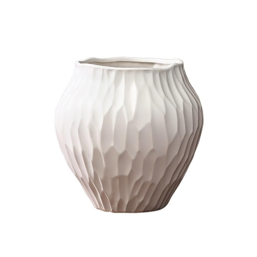 Z4T8M2K6G5 Indoor Plant Pots Creative Alien Light Luxury Desktop Succulent Plant Pot Small 20cm Ceramic Decorative Flower Garden Planters(White)