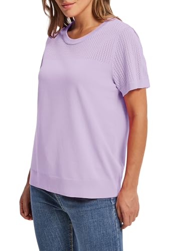 Image of WIHOLL Short Sleeve Sweater for Women Trendy Summer Tops 2026 Early Spring Fashion Business Casual Outfits