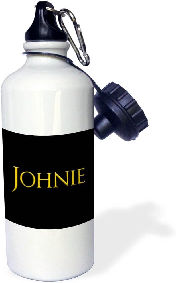 3dRose Johnie Popular Baby boy Name in America. Yellow on Black Amulet - Water Bottles (wb_356437_1) : Baby