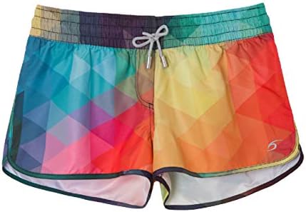 SURF CUZ Women's Prisma Board Short Quick Dry Fabric Women Swim Shorts for Beach Or Swim Multi Medium