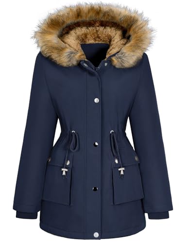 Manteau d'hiver pour femme UMIPUBO doublé en polaire avec une capuche en fourrure