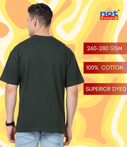 Image of Not Funny 280 GSM Pure Organic Cotton Oversized t Shirts for Men | Drop Shoulder Tshirt for Men & Boys (Available in Black, Blue, Beige,Orange & White)