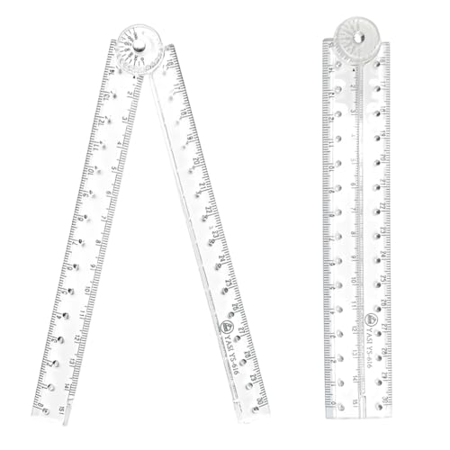 VELSIN 2 Pcs Ruler - 15 cm Transparent Straight Folding Ruler 30cm Foldable for school or office daily DIY Student Convenient Storage