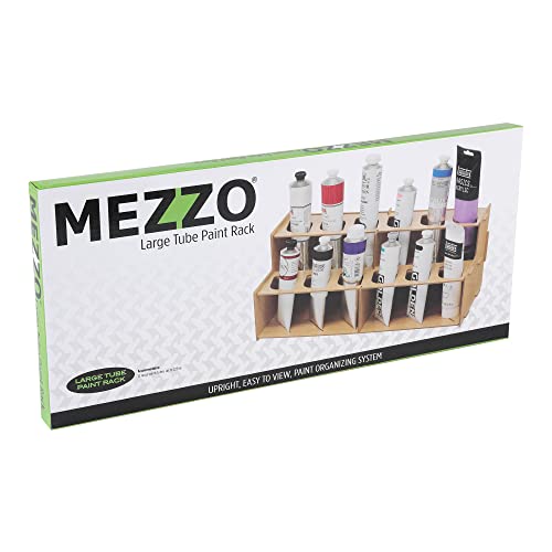 Image of HG Art Concepts Mezzo Artist Paint and Brush Racks - Wood Grain Laminate Multi Layer Desk Stand Professional Storage Display Organizer for Paintbrushes & Large Tubes - 3 Pack