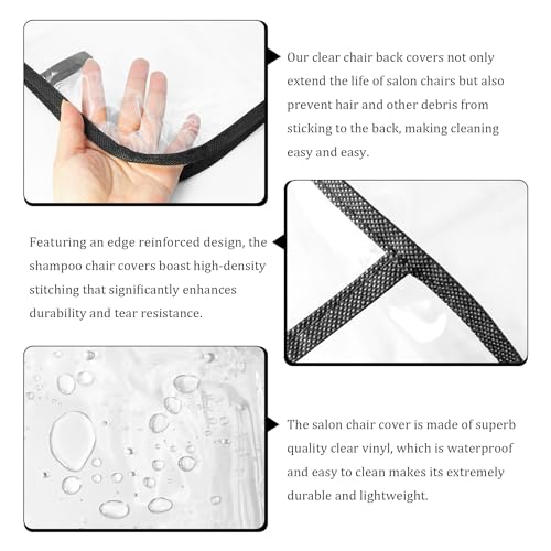 2Pcs Salon Chair Cover Protectors,Clear Square Hairdressing Chair Back Covers for Fits Most Standard Chairs,Reinforced Precision Sewn Clear Covers to Prevent Damage to Spa/Salon Chairs (2) - Thumbnail 3