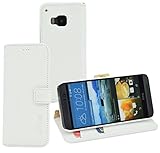 Suncase Book-Style Tasche kompatibel mit HTC One M9 Ledertasche Leder Schutzhülle Hülle Hülle (mit Standfunktion & 2 x Kartenfach) Weiss