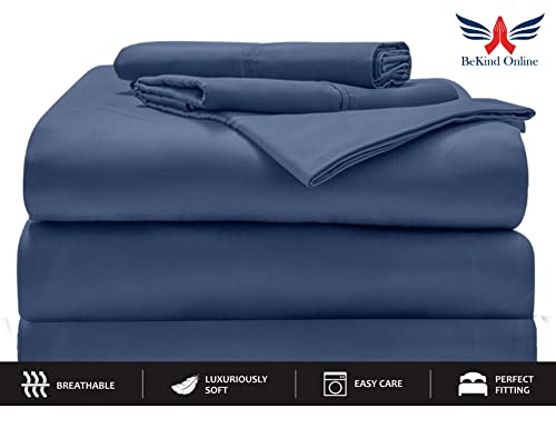 Split King Sheet Set For Adjustable Bed, 100% Egyptian Cotton 1000 Thread Count, 24-Inch Extra Deep Pocket Split King Sheets 2 Twin-Xl Fitted, 1 Flat, 2 Pillow Cases, Sateen Weave - Mediterranean Blue #TOP1