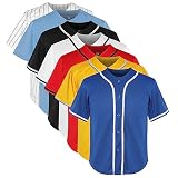 Youth Baseball Jersey Blank Boys T Shirt Button Down Hip Hop Fashion Sport Shirts Tops for Girls S-XL (Large,Youth Blue)