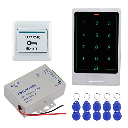 Preisvergleich Produktbild HFeng RFID-Tür-Zugangskontrollsystem, Metall-Touch-Zugangskontrolle, Tastature-Leser, DC12 V Netzteil, elektronische Schlösser, 10 Schlüsselanhänger für Zuhause