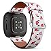 CJBROES Replacement Leather Watch Band, Compatible with Fitbit Versa 3 and Fitbit Sense of Wristband Bracelet Accessory - red Watercolor