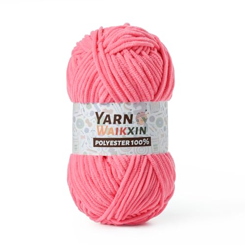 Image of Soft Chenille Yarn for Crocheting, Fluffy Chunky Crochet Yarn for Baby Blanket, (1.76oz /65.6yds) Fuzzy Velvet Yarn for Amigurumi&DIY Puzzle、Crafts、Scarf(Deep Pink)