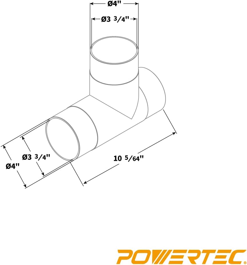 POWERTEC 70107V 4" T-Fitting for Dust Collection Hose, 1 PK : Tools & Home Improvement