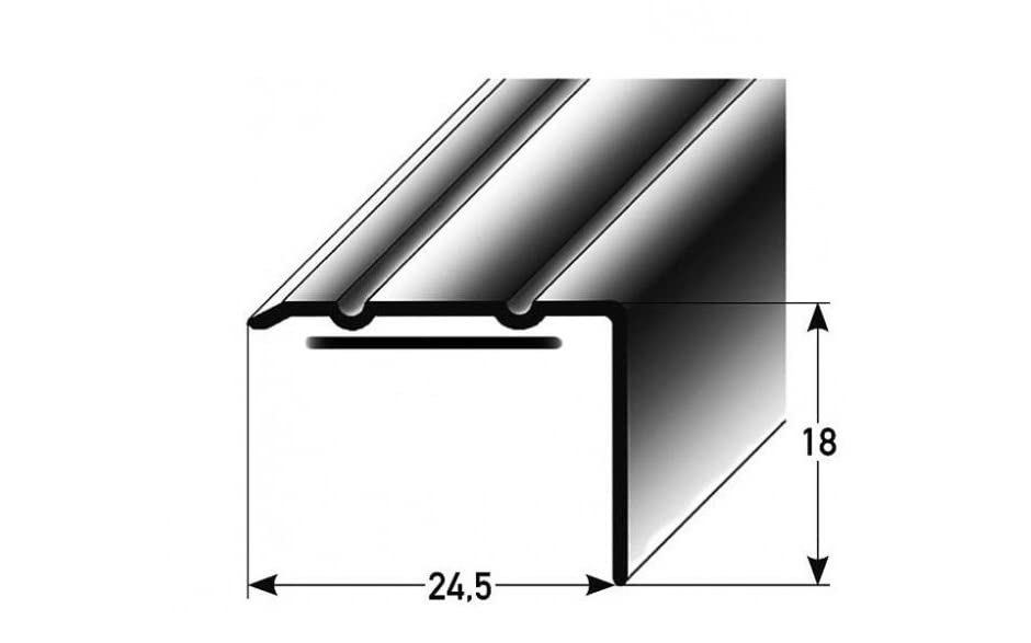 PROVISTON Profilé D'angle En Aluminium Anodisé, Noir, Largeur 24,5 Mm, Hauteur 10 Mm, Longueur 1000 Mm, Percé, Profilé De Nez De Marche, Nez De Marche, Nez De Marche, Angle Combiné, 1 Pièce