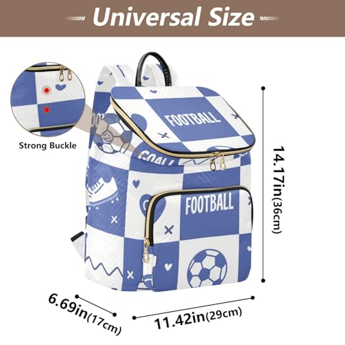 Shoes Football Blue White Checkered Print Designed Women Backpack Premium Casual Shopping Travel Daypack for Gym Shopping Travel bolsas para viajar3