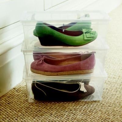 Lakeland Ladies Transparent Shoe Organiser Lidded Storage Boxes - Set of 3