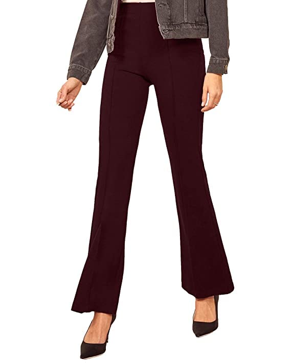 Image of Dream Beauty Fashion Women's High Waist Bell Bottom Trouser, Elastic Flared Bootcut Pants, Stretchy Parallel Leg for Casual Office Work wear