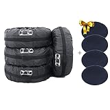 COOSOO Set of 4 Spare Tire Cover Tote Upgraded 420D Version Portable Dustproof Wheel Storage Bag...