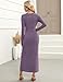 Annebouti Spring Winter Maxi Sweater Dresses for Women 2025 Long Sleeve Trendy Casual Fashion Knit Outfits Teacher Holiday Party Long Dress Purple L