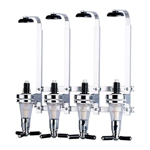 SQER Drinking Pourer Wall-Mounted, 4-Station Drinks Dispenser Rack Spring-Loaded Bottle Holder Leak-proof for Wine Juice Cocktail Cover