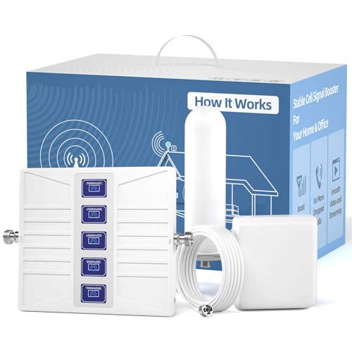 3G 4G LTE 5G Cell Phone Signal Booster Up to 5,000 sq ft, 5-Band Cell Phone Booster Cell Booster, Boosts Voice & Data