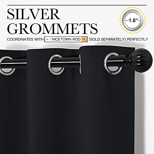 Image of NICETOWN Blackout Curtain Panels 86 inches - Light Reducing Thermal Insulated Solid Grommet Blackout Curtains /Panels /Drapes for Living Room (Set of 2, 55 inches by 86 Inch, Black)