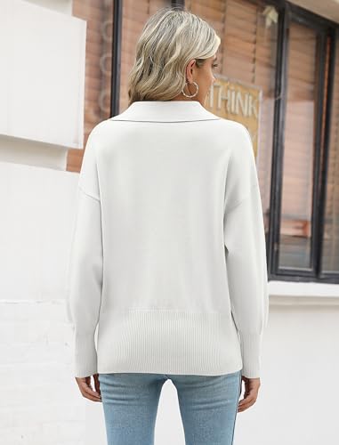 Image of Zeagoo Women's 2026 V Neck Striped Sweater Long Sleeve Oversized Fashion Knitted Pullover Fall Sweaters Tops